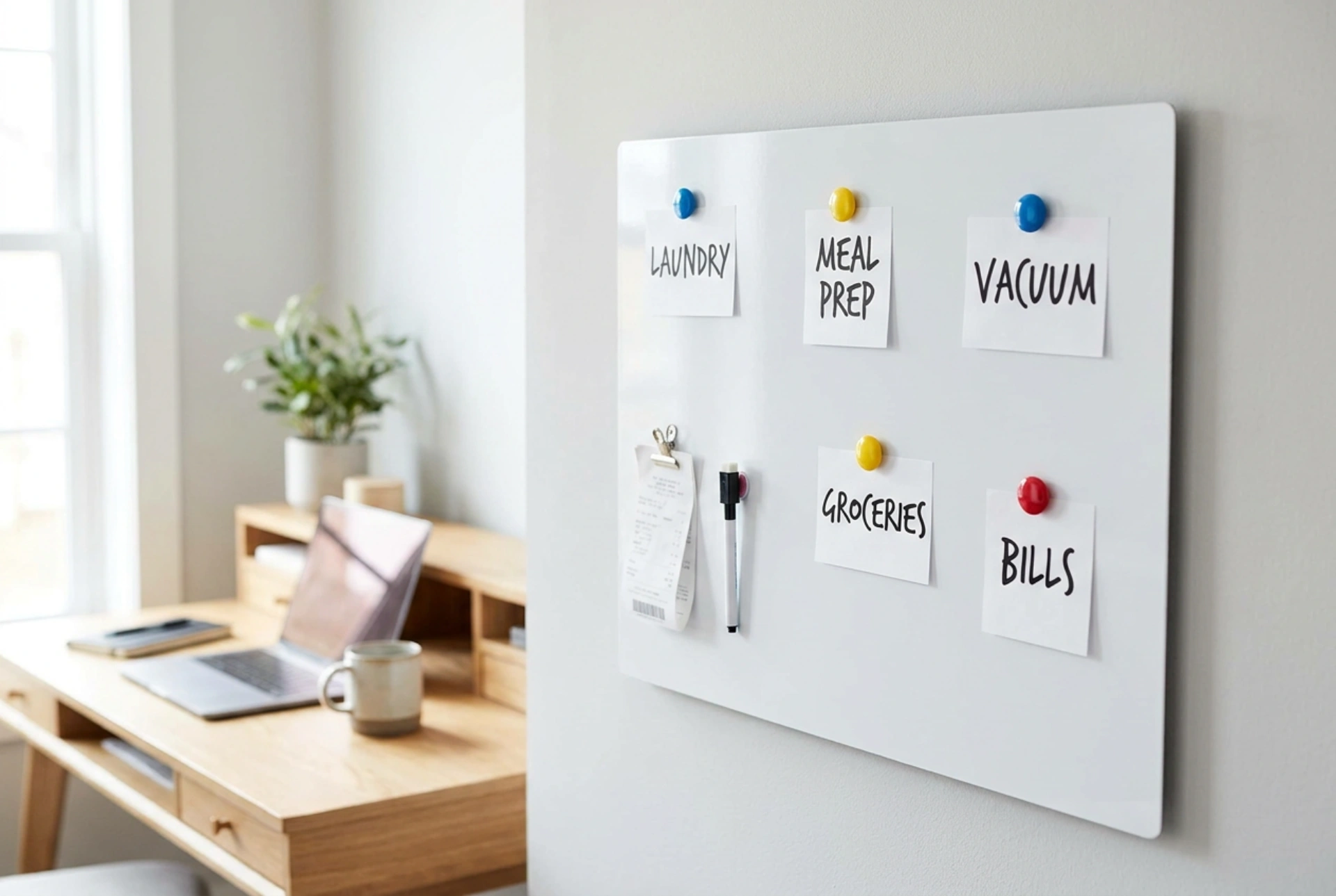 Magnetisk whiteboard i den daglige planlægning af husholdningen
