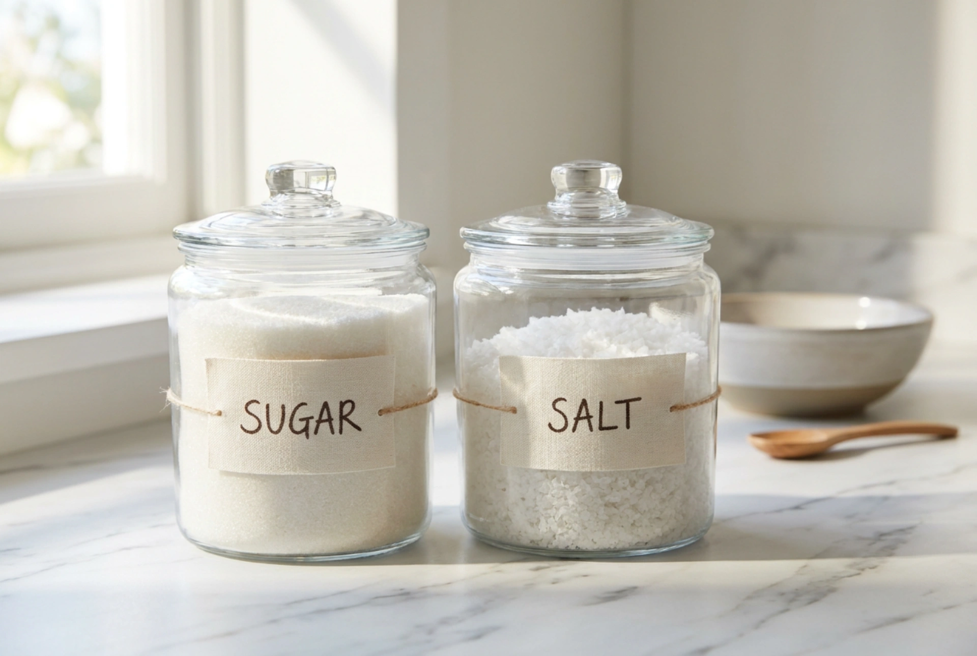 Sådan mærker du beholdere til salt og sukker, så du undgår forveksling