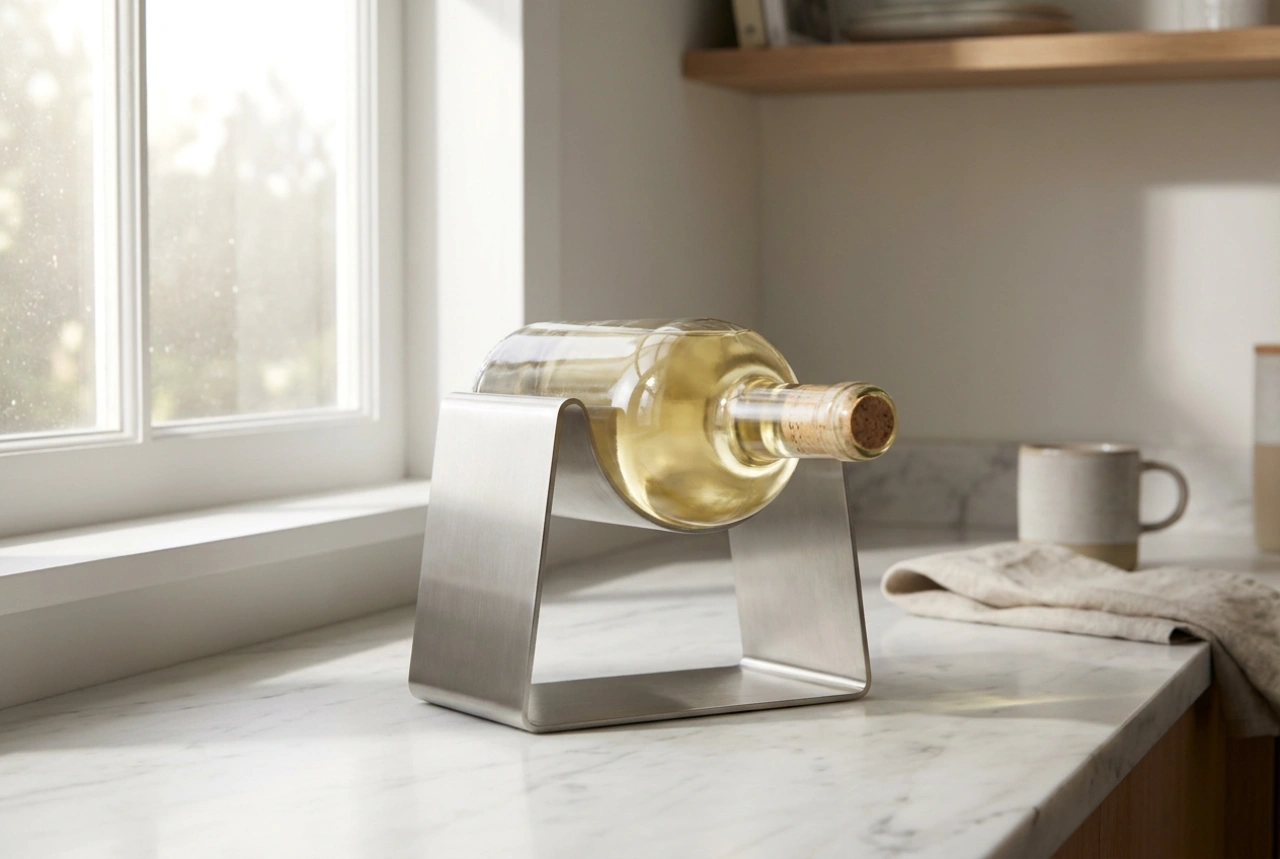 Flaskeholder til vin og stabil opbevaring af en enkelt flaske