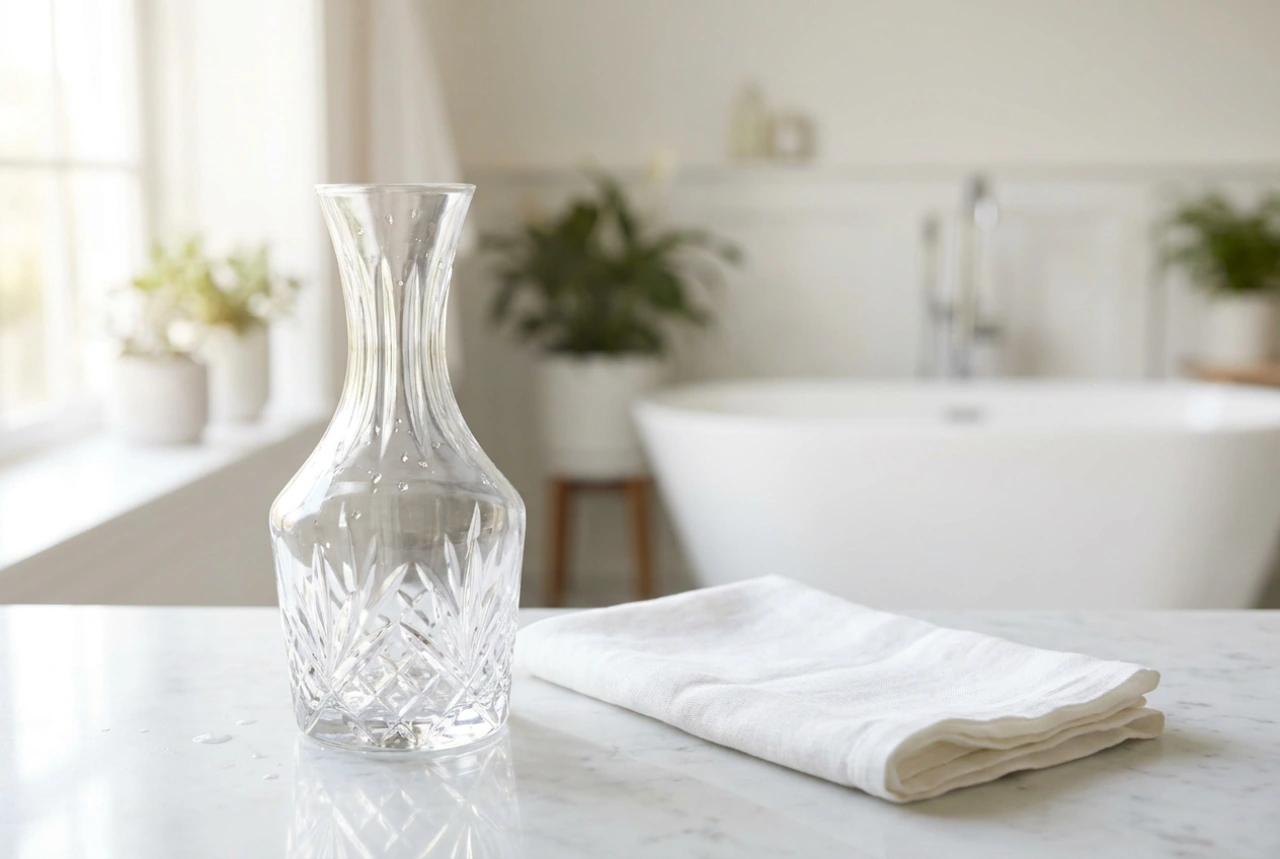 Sådan rengør du en vandkaraffel af glas uden at efterlade striber