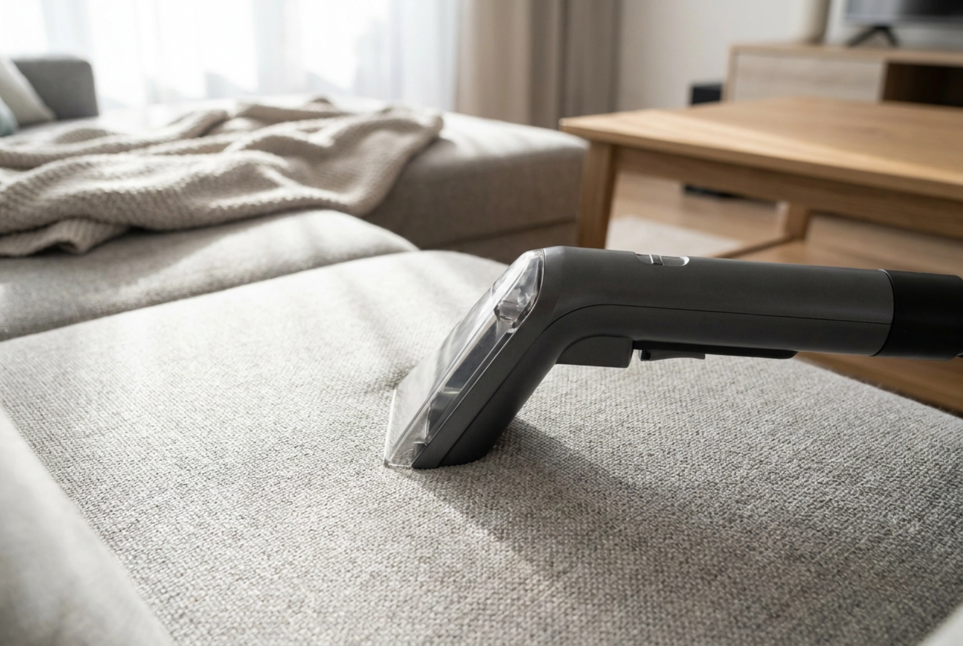 Sådan rengør du sofaen med en håndholdt tekstilrenser
