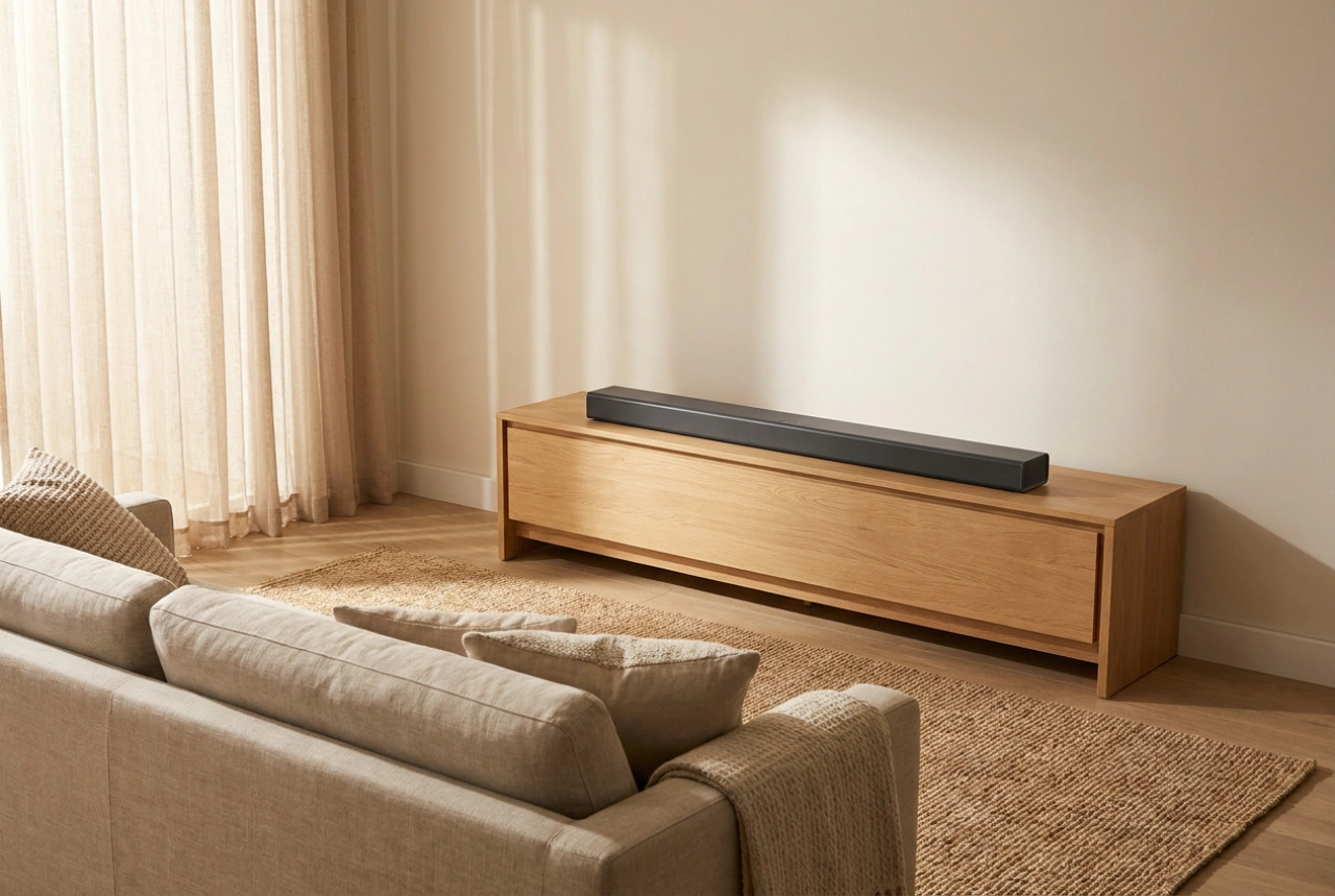 Hvornår fungerer en soundbar med indbygget subwoofer i en lejlighed