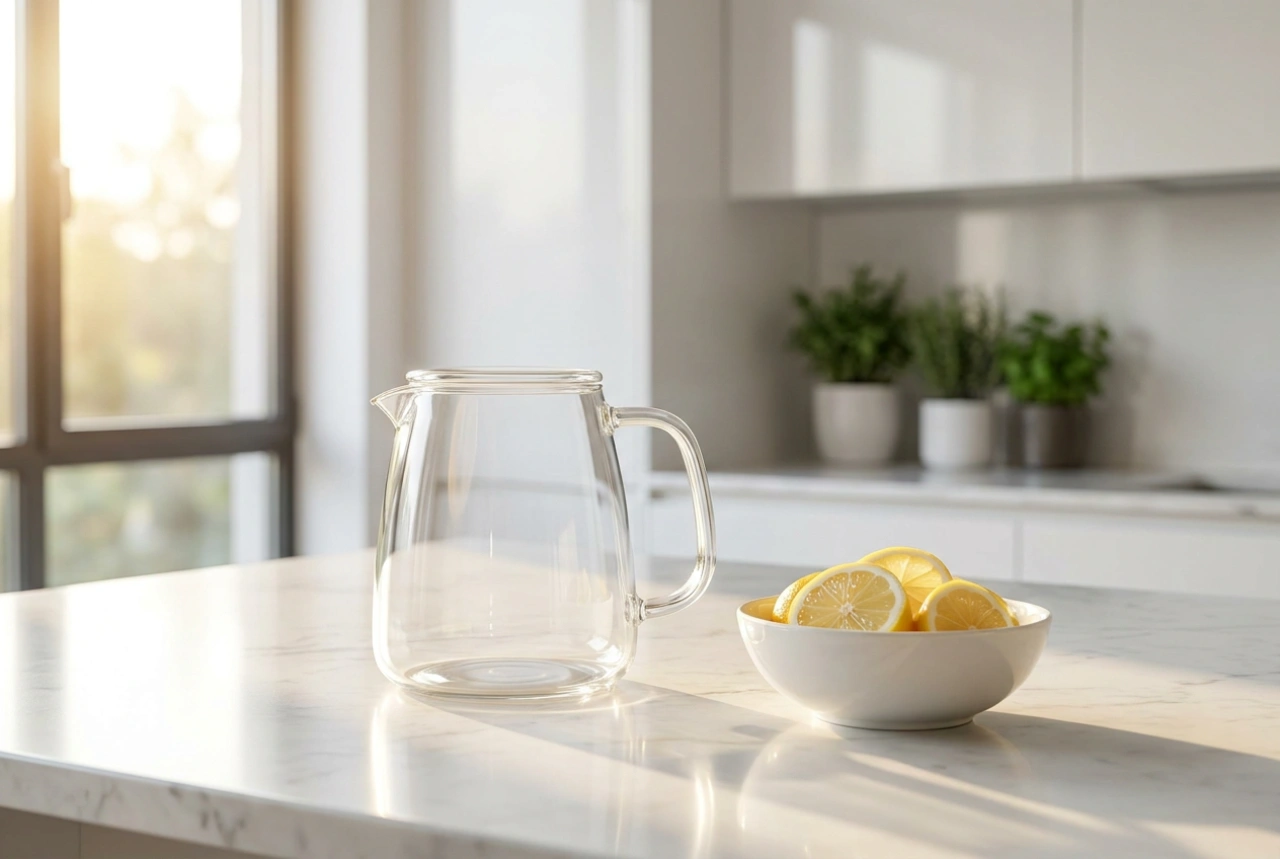 Afkalkning af elkedel i glas med temperaturregulering