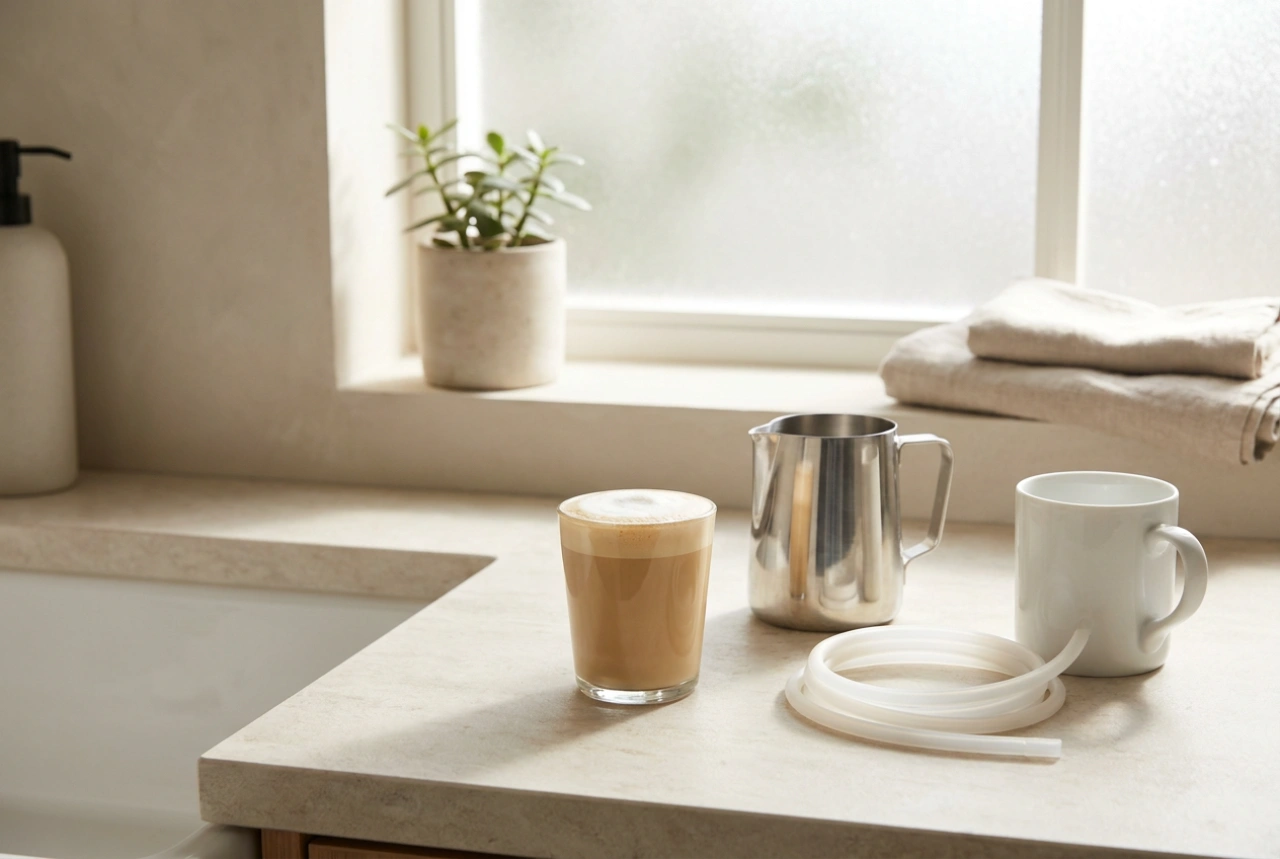 Sådan desinficeres mælkeslangen i kaffemaskinen