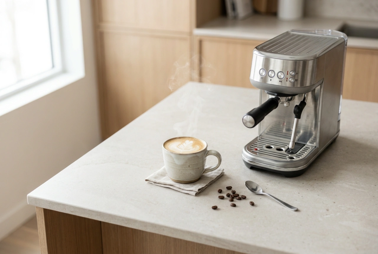 Rengøring af kapselkaffemaskine med mælkeskummer