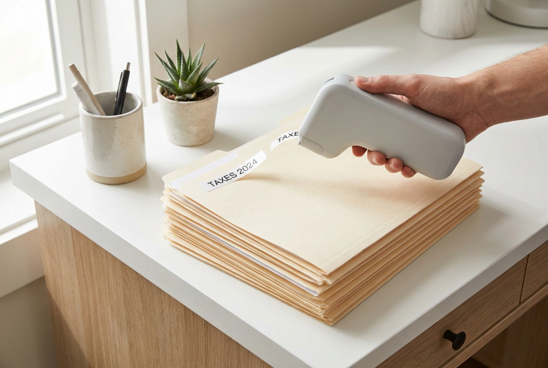 Sådan bruger du en labelprinter til at organisere dokumenter i hjemmet