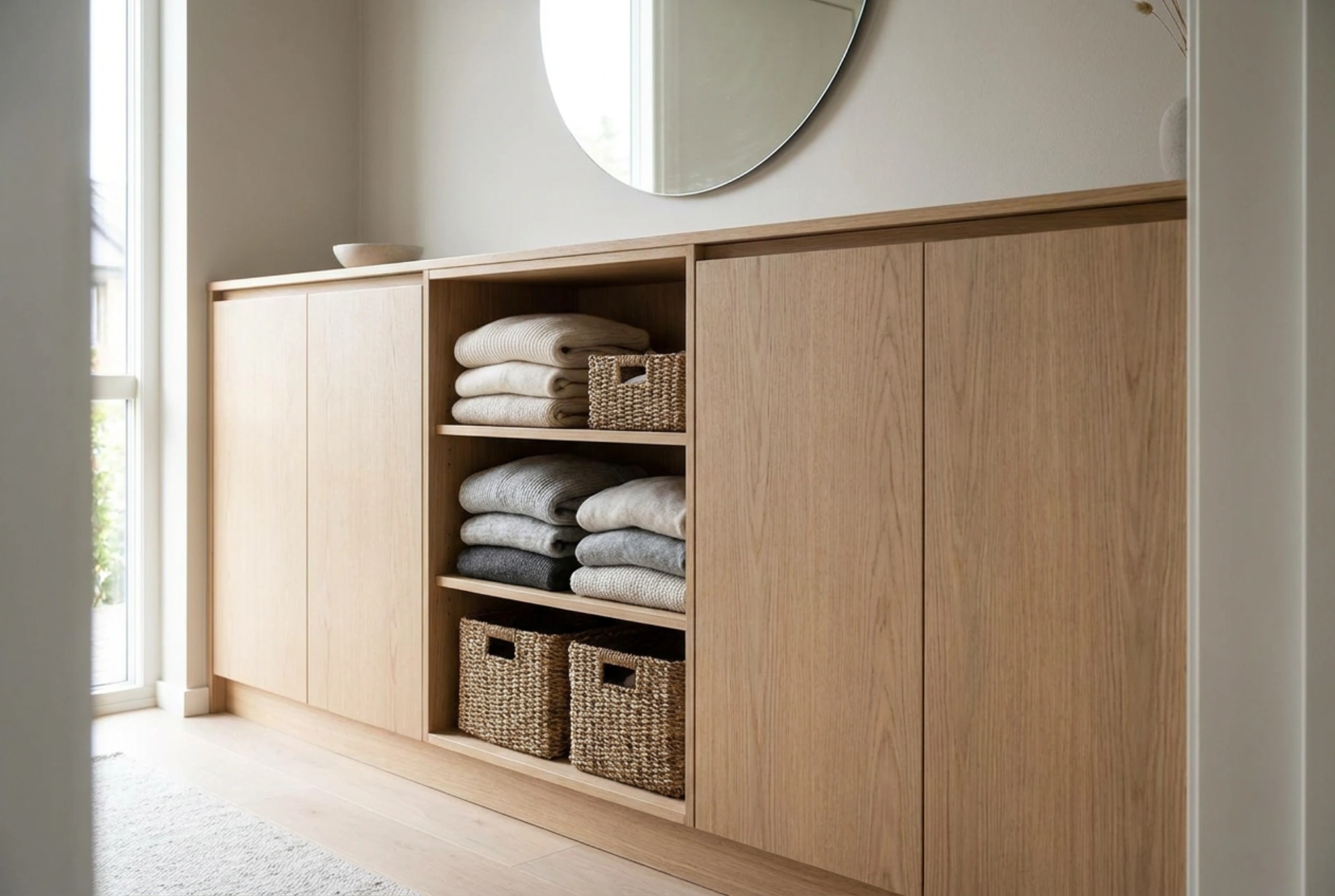 Moderne garderobe i entréen: Opbevaring uden synligt kaos