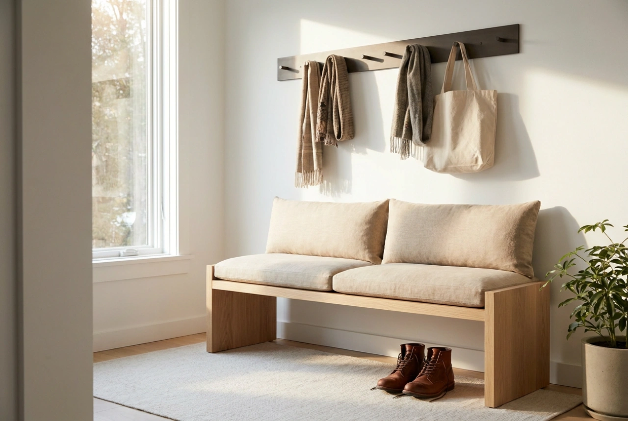Garderobe med siddeplads i entréen og orden ved den daglige udgang