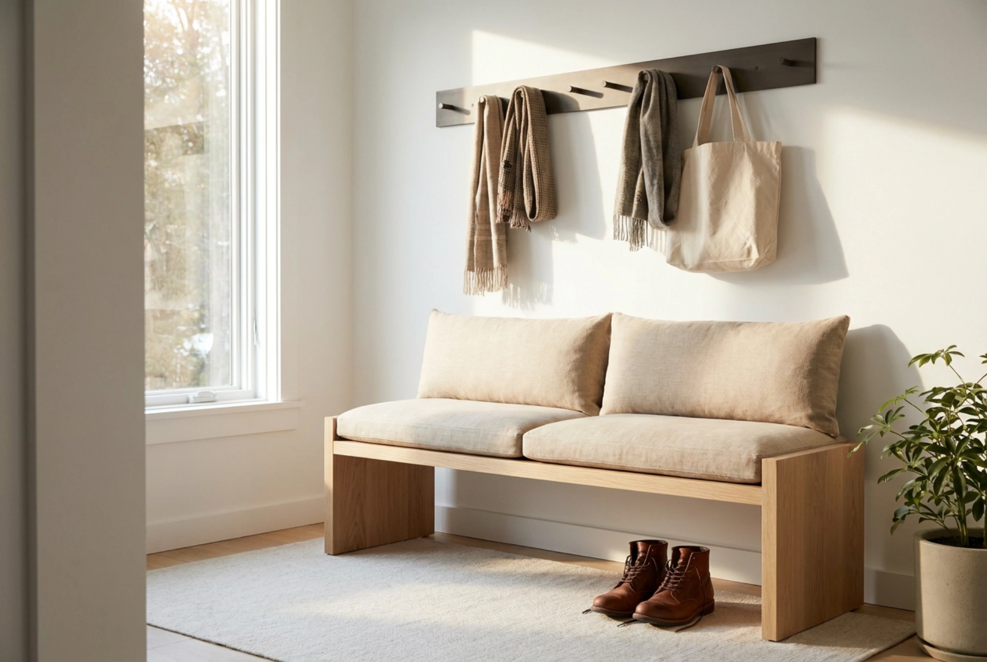 Garderobe med siddeplads i entréen og orden ved den daglige udgang