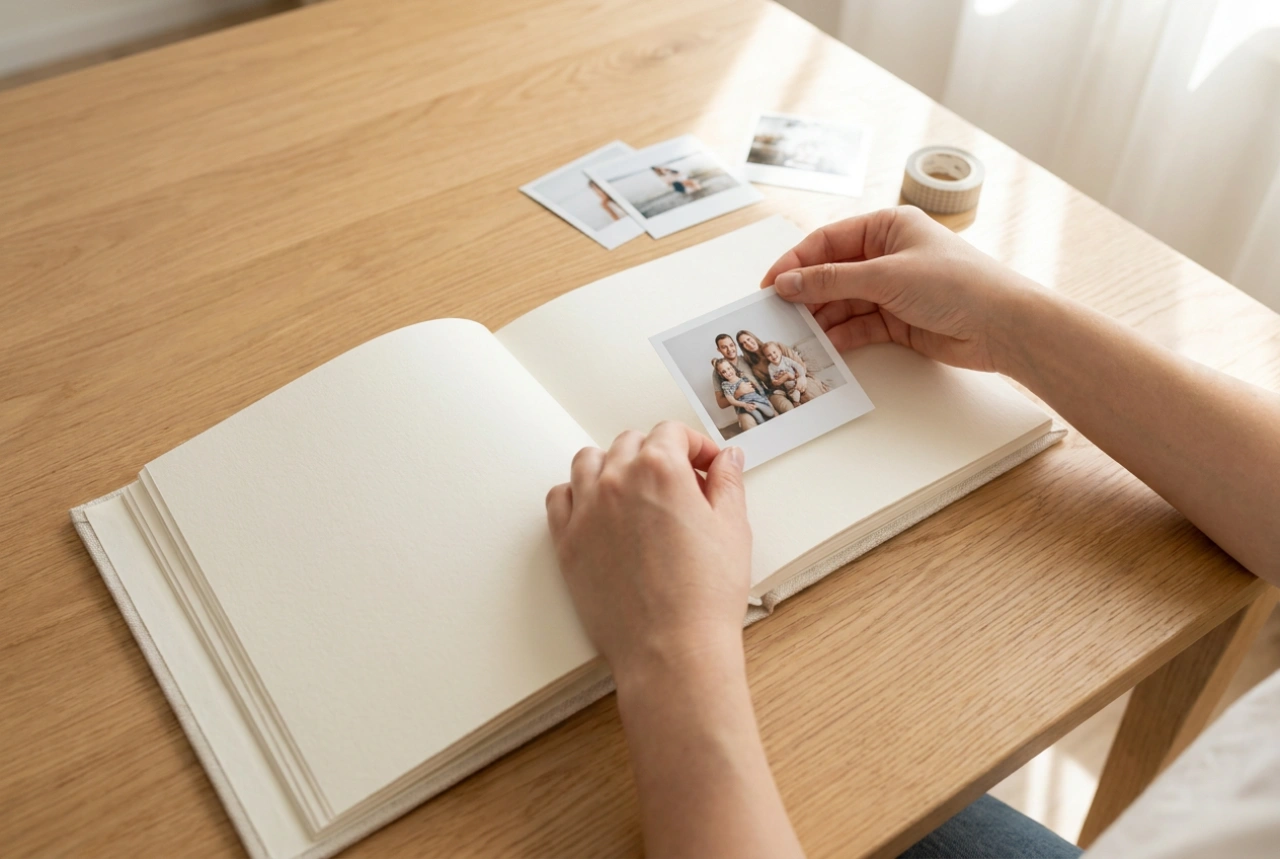 Hvad skal du overveje, når du arrangerer billeder i et fotoalbum til indklæbning