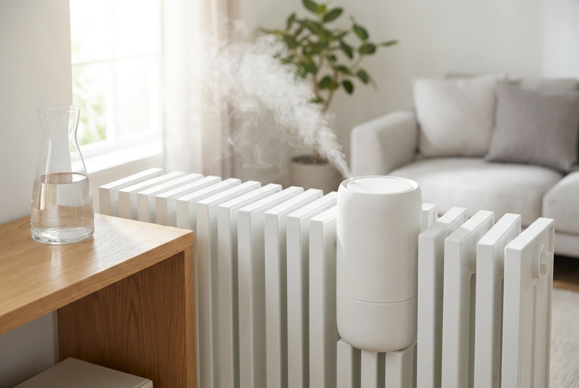 Sådan hænger du en luftfugter på en sektionsradiator og holder vandet hygiejnisk