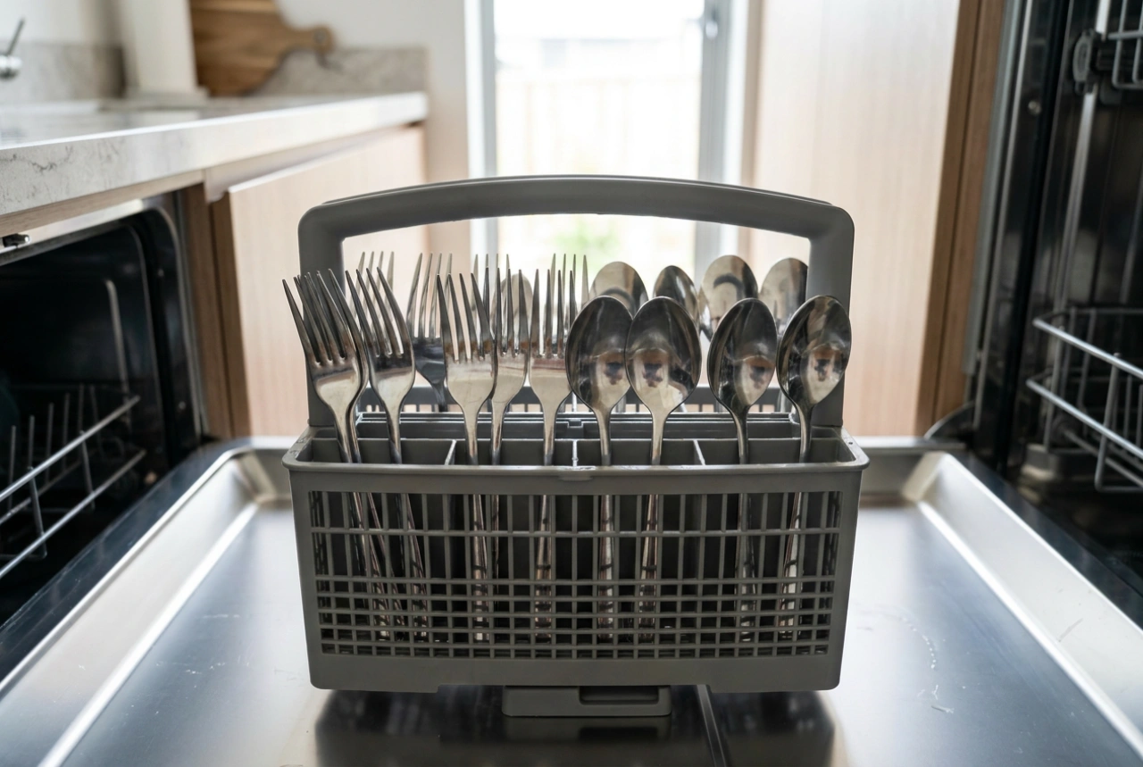 Sådan placerer du bestik i opvaskemaskinens kurv for optimal rengøring